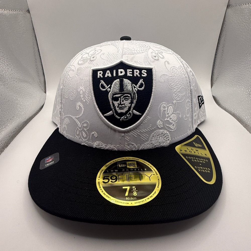 New Era 59FIFTY Low Profile Las Vegas Raiders Floral Hat White Black 7 5/8